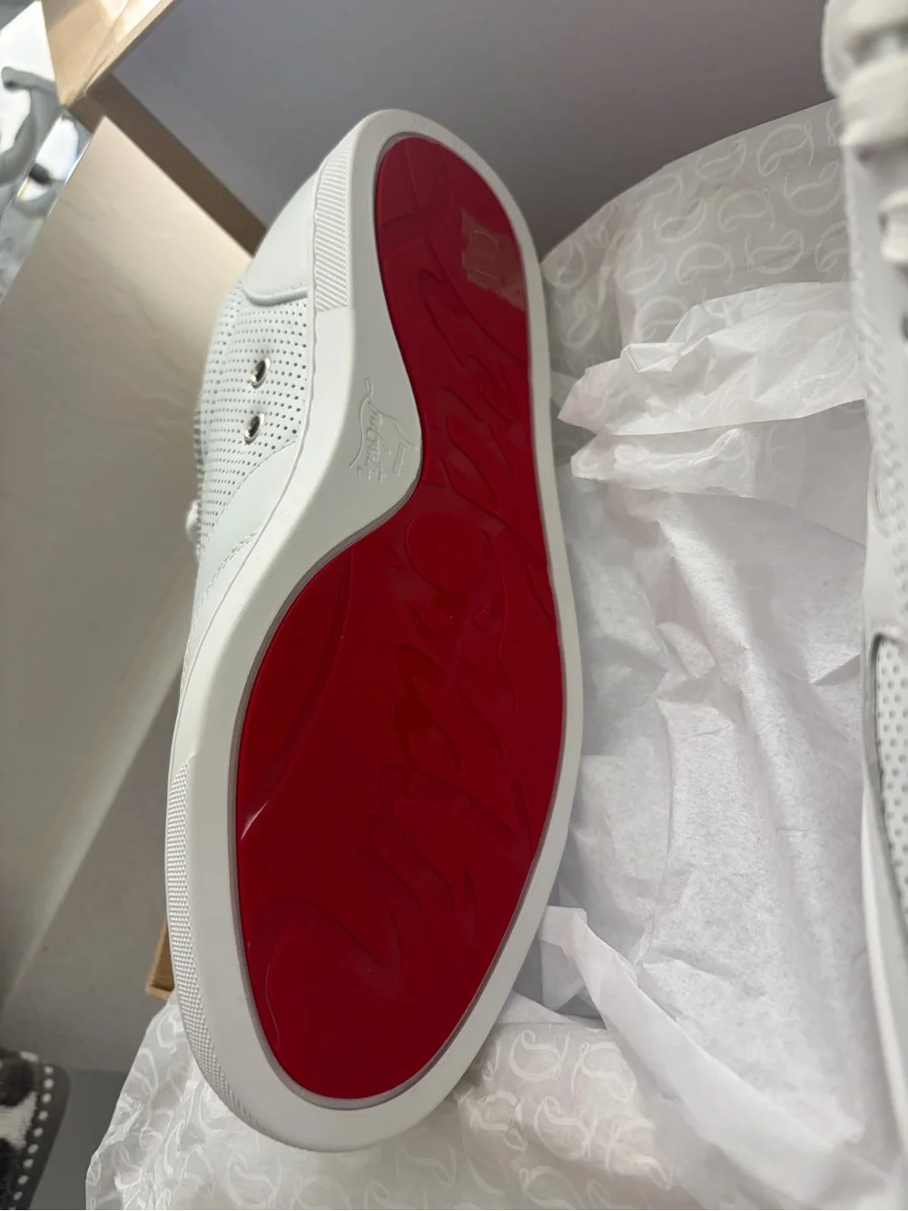 Christian Louboutin White Perforated Leather Sneakers